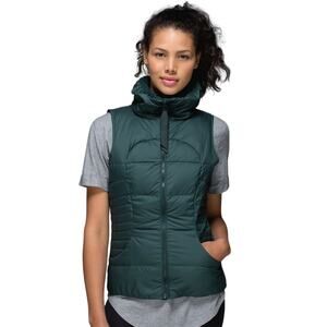 Lululemon Fluffin Awesome Vest Fuel Green Size 6 Goose Down Puffer Ski Outdoors